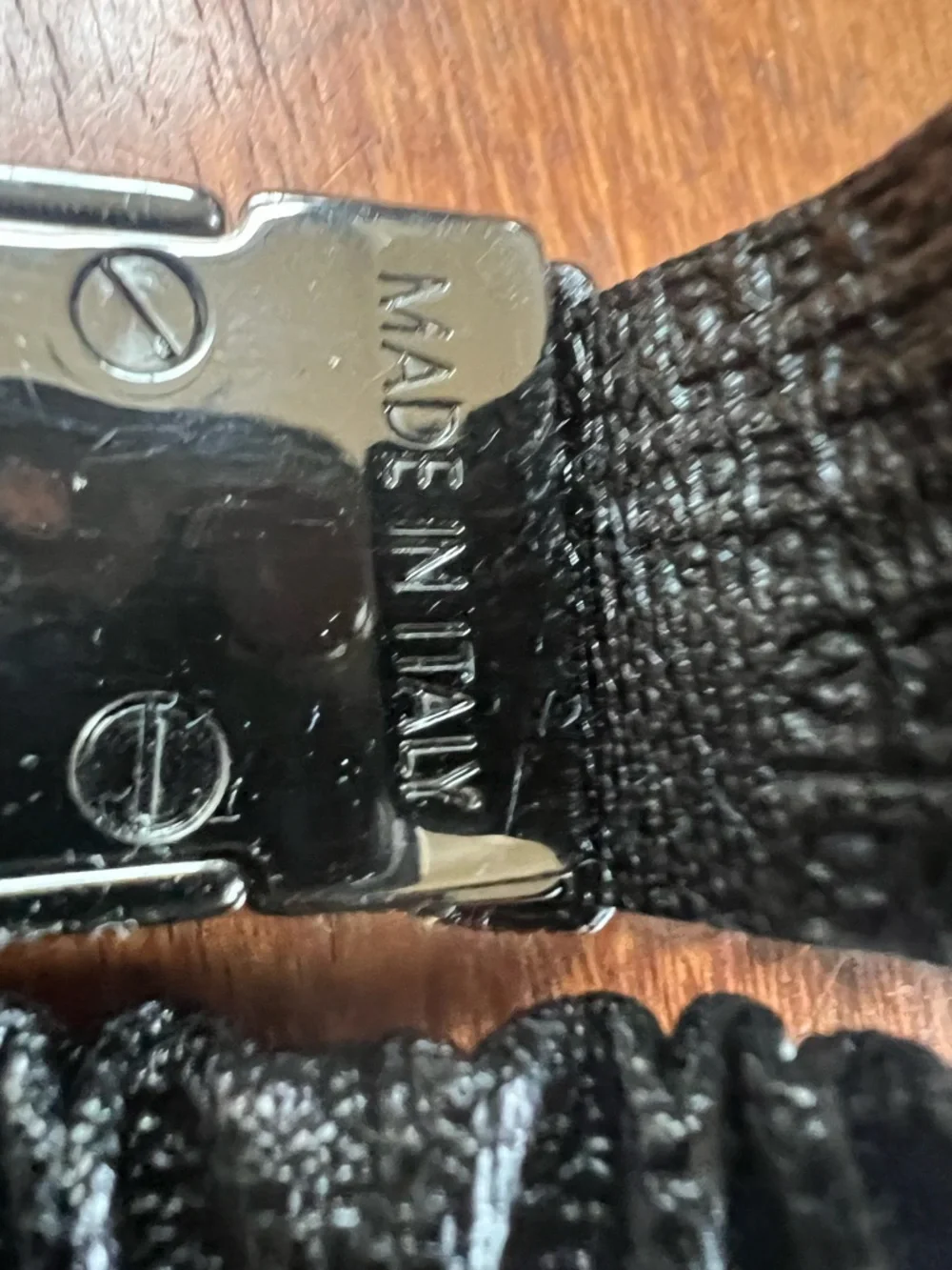 Vintage Burberry Black Gathered Leather Belt with Gunmetal Plaque Buckle